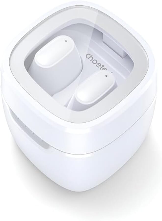 Choetech Aura BH-T23 TWS Bluetooth 5.3 Earbuds, 2-Mic ENC+ANC Noise Cancelling, Clear Stereo Sound, 8mm Drivers, IPX4 Waterproof, 30H Battery / 6H Playtime – White